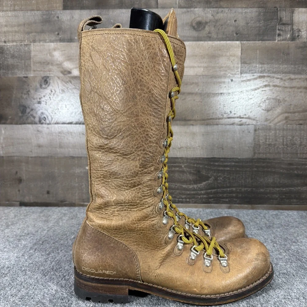 RARE DSQUARED2 Tall Canadian Hiking Boots Leather Archive Maple Leaf Italy 45/12